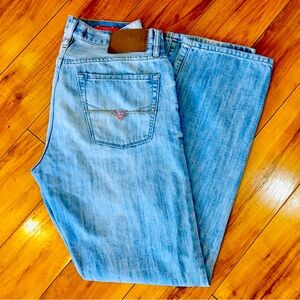 Guess mens denim jeans slim straight Del Mar relaxed preppy 32 x 32 light wash